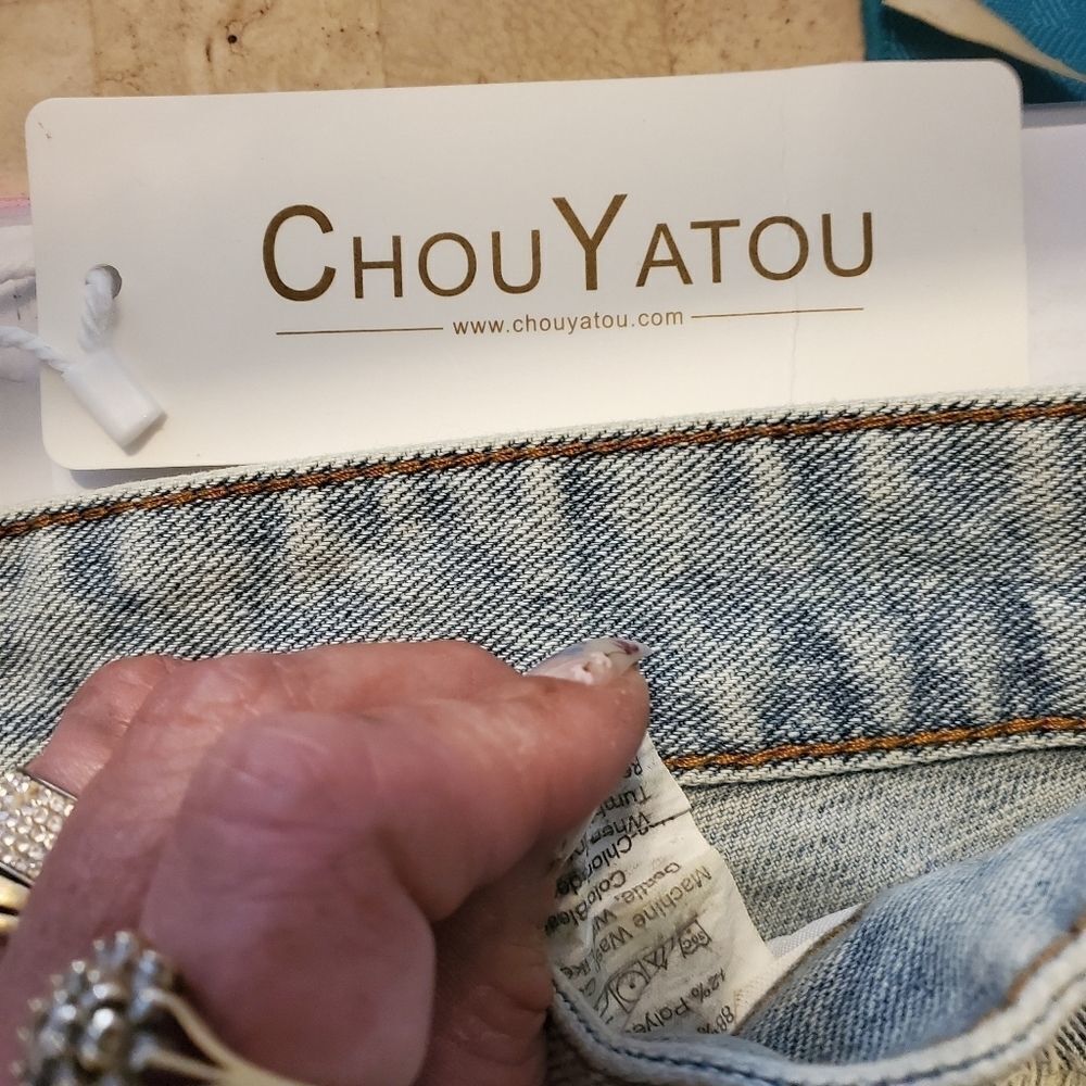 Chou Yatou Jean Shorts Small Distressed NWT - Picture 3 of 5